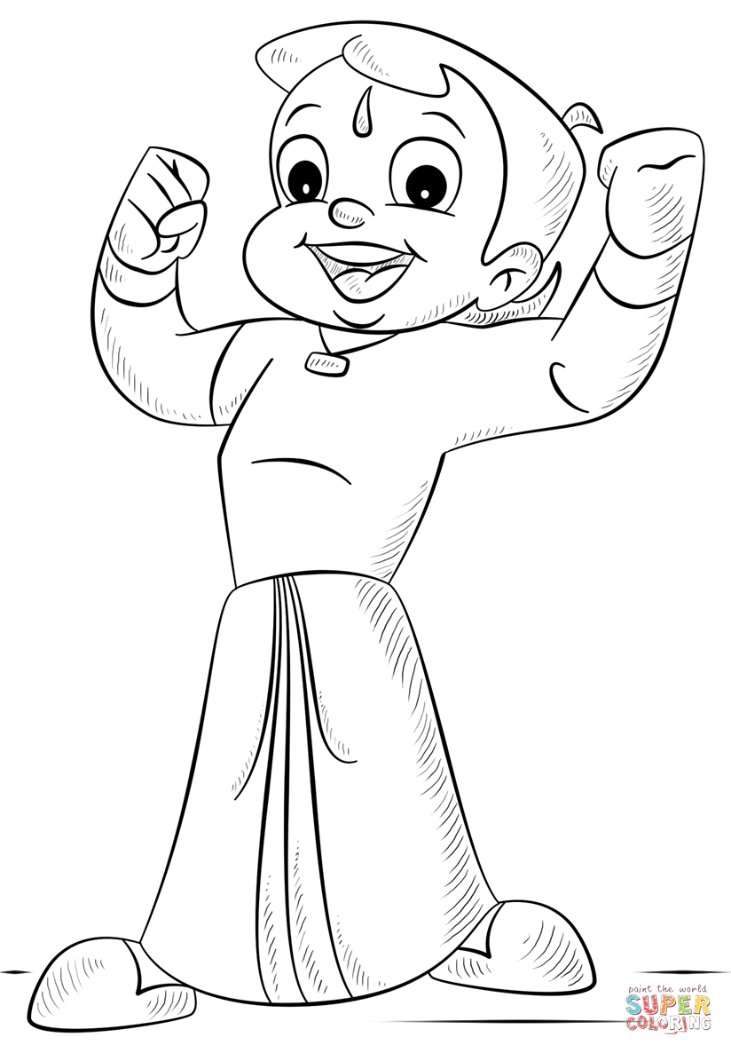 Chhota bheem coloring page free printable coloring pages