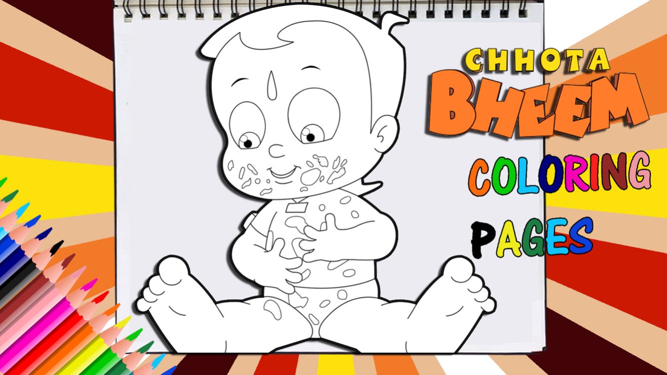 Playhouse on x baby chhota bheem messy chocolate cake eating coloring pageðyoutube link in bio chhotabheem digitalartist cartoonart singham paintingdigital cartoon greengold illustration artist art digitalart artwork digital