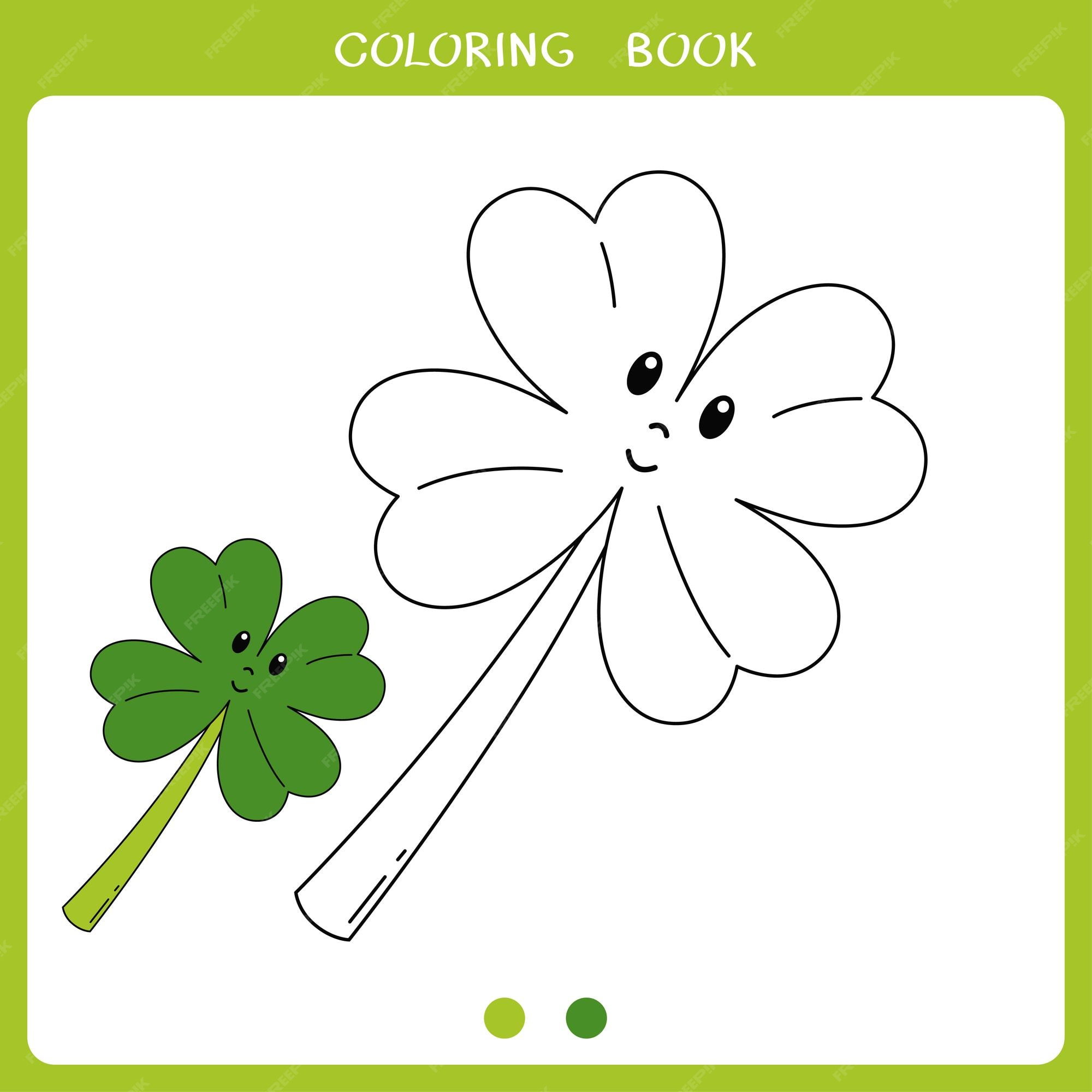 Premium vector vector illustration of cute clover leaf for coloring book