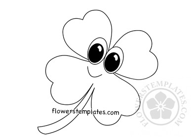 Cute four leaf clover coloring page