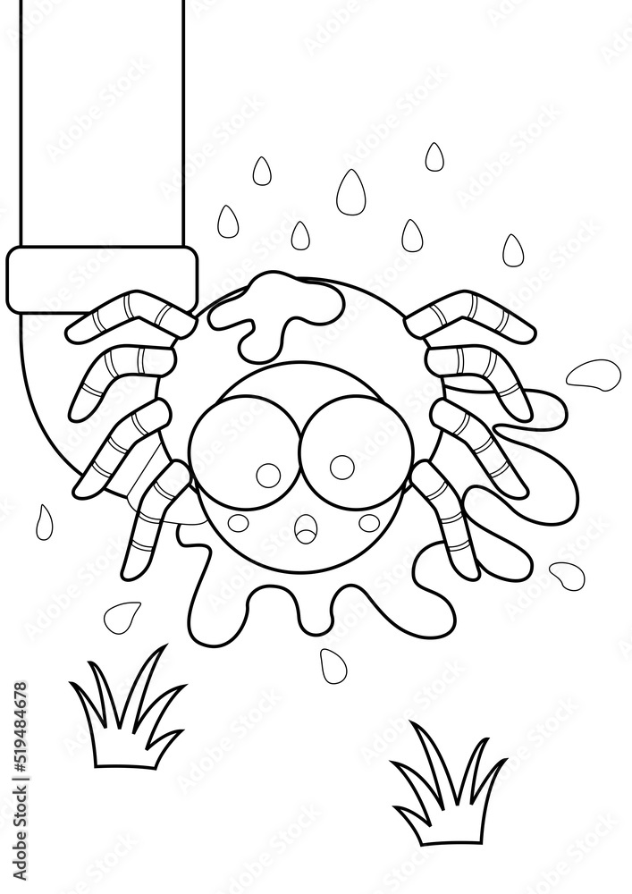Itsy bitsy spider theme coloring pages a for kids and adult