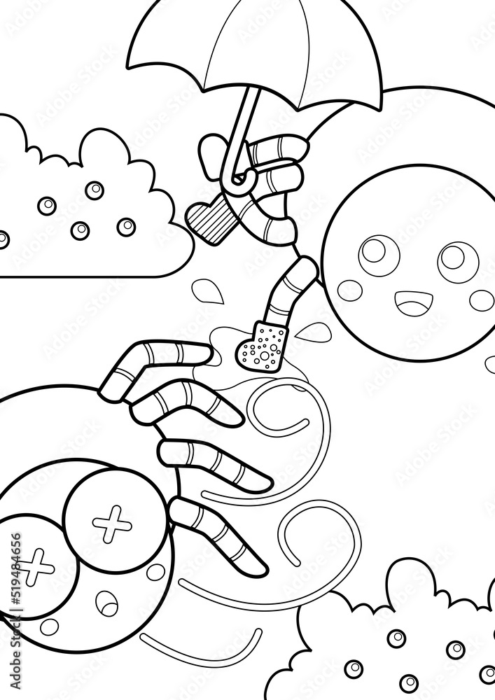 Itsy bitsy spider theme coloring pages a for kids and adult illustration
