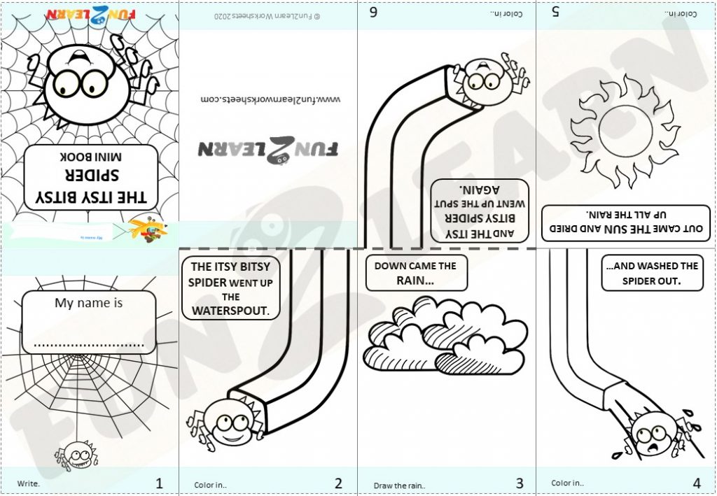 The itsy bitsy spider free mini book worksheet