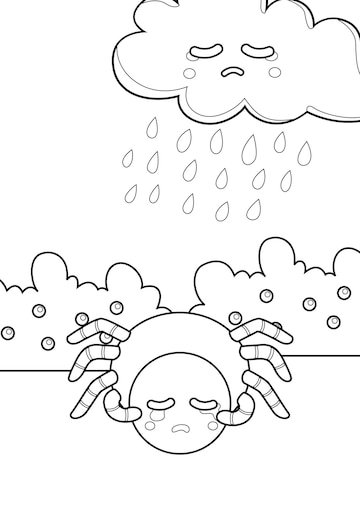 Premium vector itsy bitsy spider from classic song coloring page for kids and adult