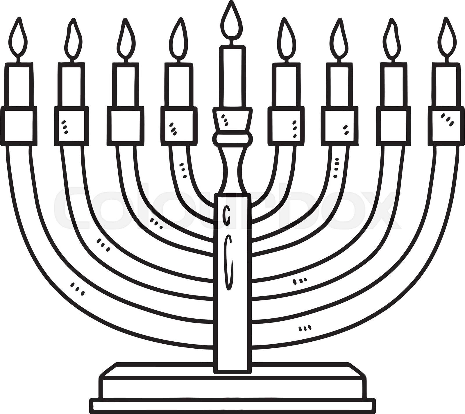 Hanukkah menorah isolated coloring page for kids stock vector