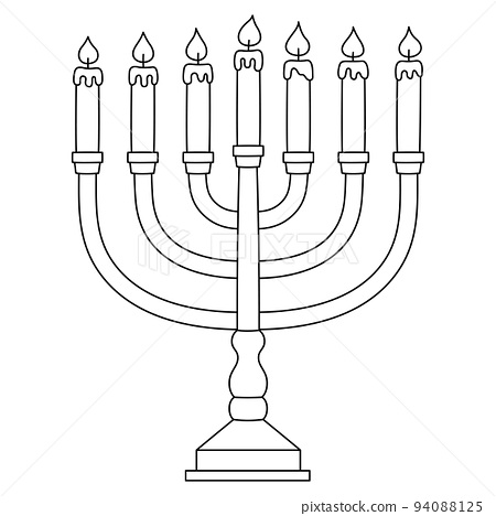 Hanukkah menorah isolated coloring page for kids