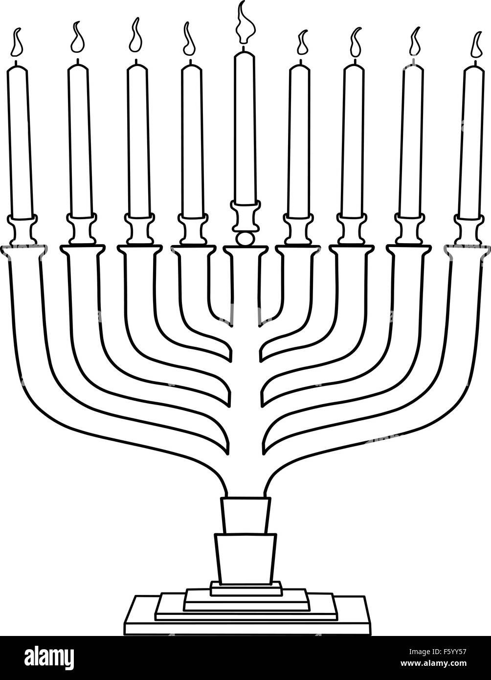 Vector illustration coloring page of hanukkiah with candles for the jewish holiday hanukkah stock vector image art