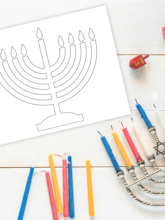 Free printable menorah coloring page