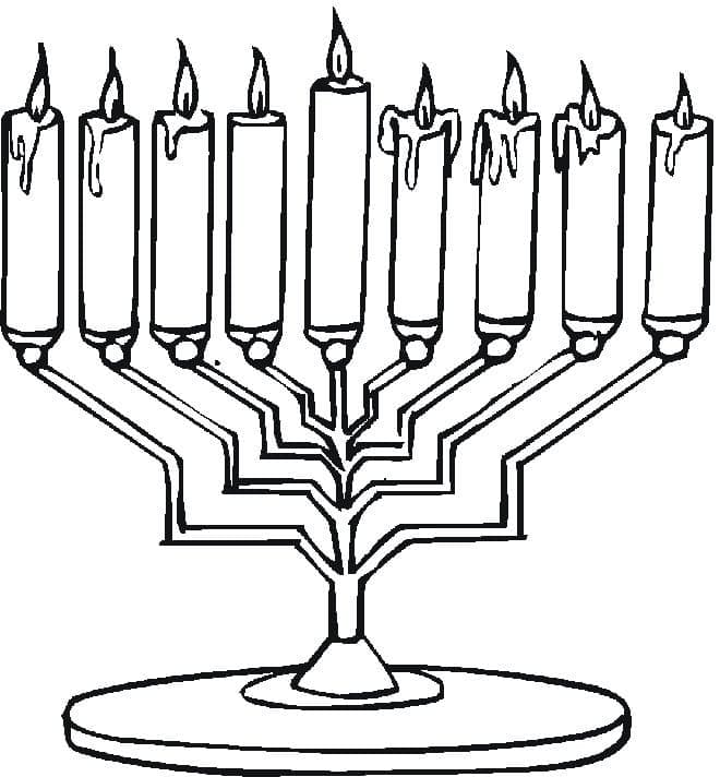 Hanukkah menorah image coloring page