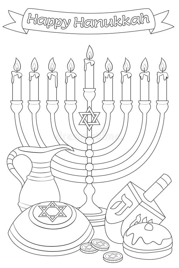 Happy hanukkah coloring page stock illustrations â happy hanukkah coloring page stock illustrations vectors clipart