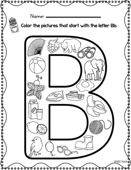 Beginning sounds coloring pages by abc nook tpt