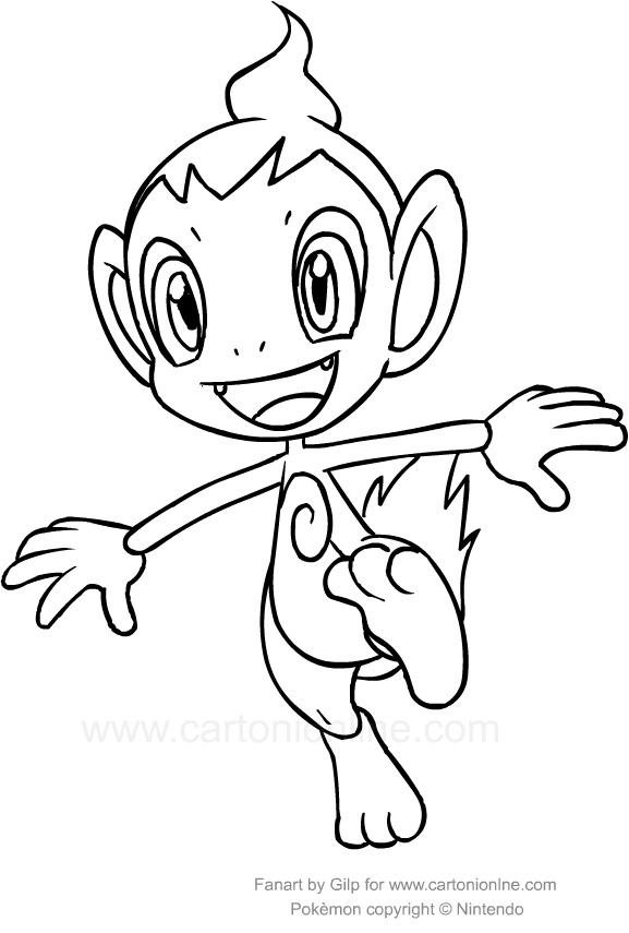 Pokemon chimchar coloring page