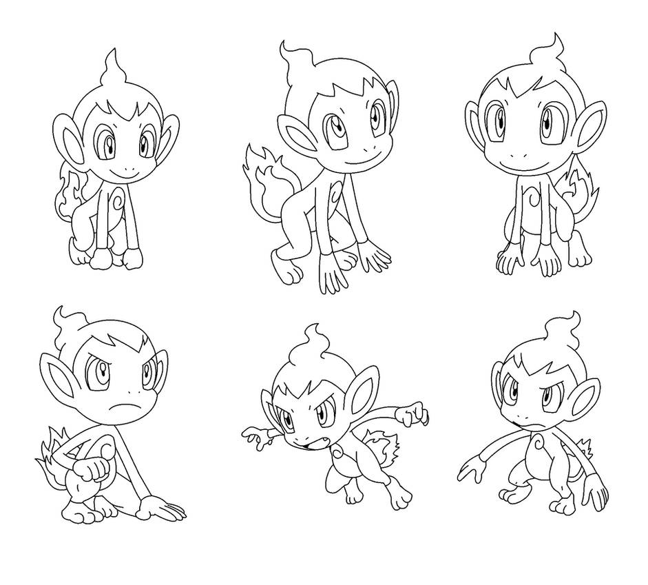 Chimchar coloring pages by bananasthemonkey on