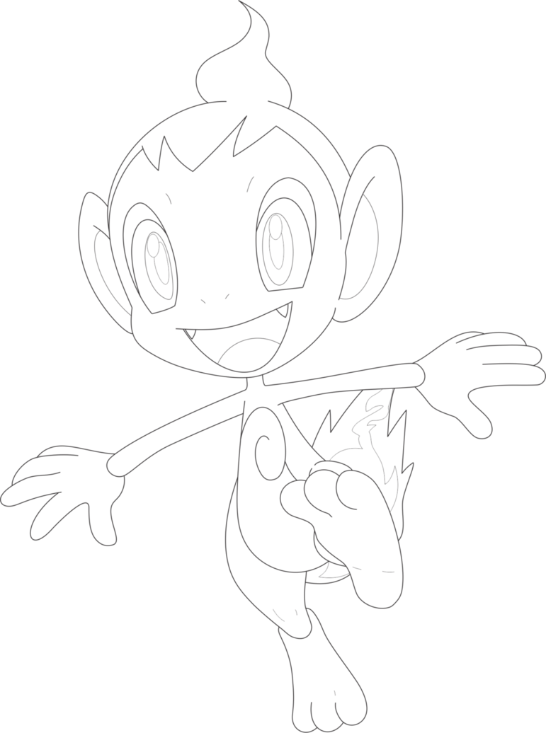 Lineart of chimchar by inukawaiilover on