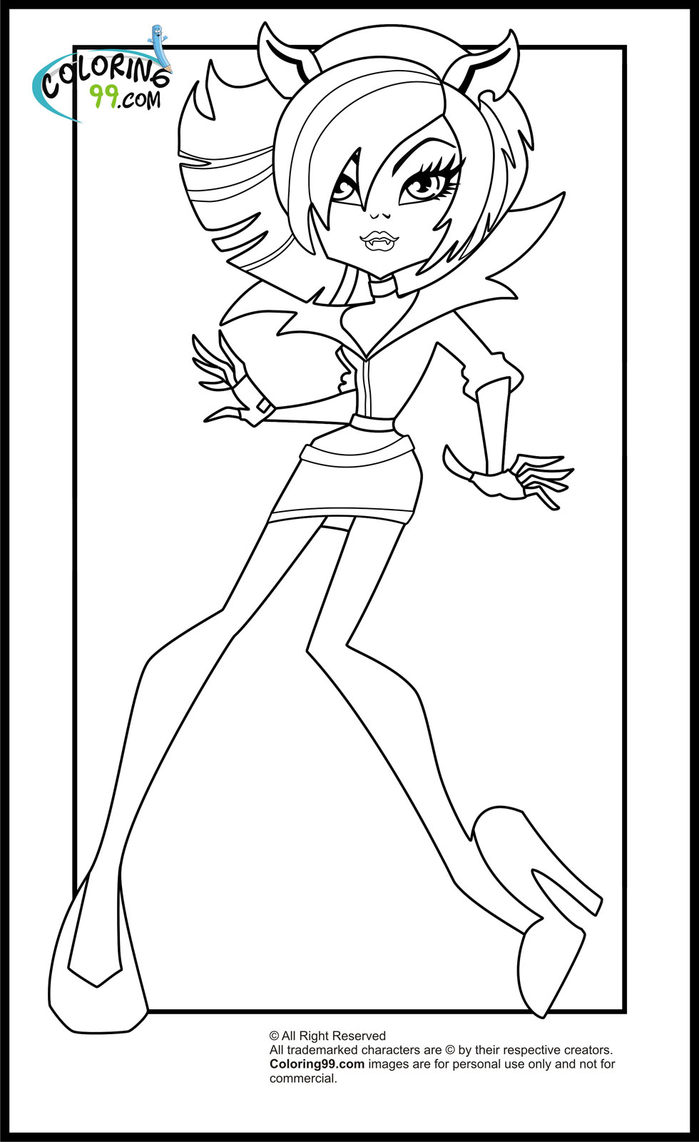 Monster high clawdeen wolf coloring pages team colors