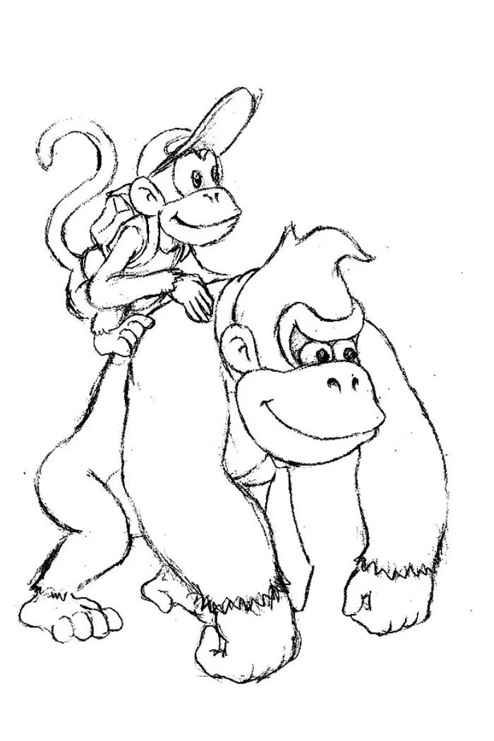 Donkey kong and diddy kong coloring pages donkey kong diddy kong coloring pages