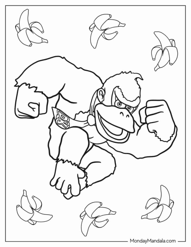 Donkey kong coloring pages free pdf printables