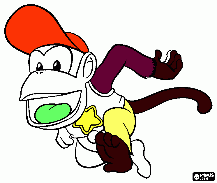 Diddy kong coloring page printable diddy kong