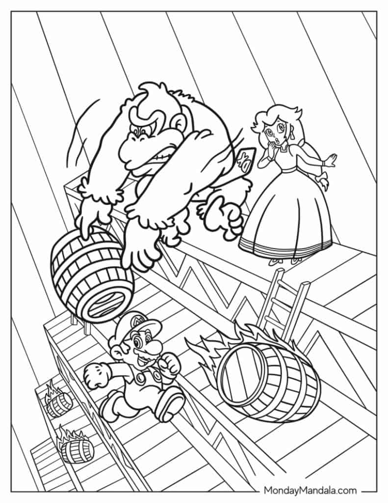 Donkey kong coloring pages free pdf printables