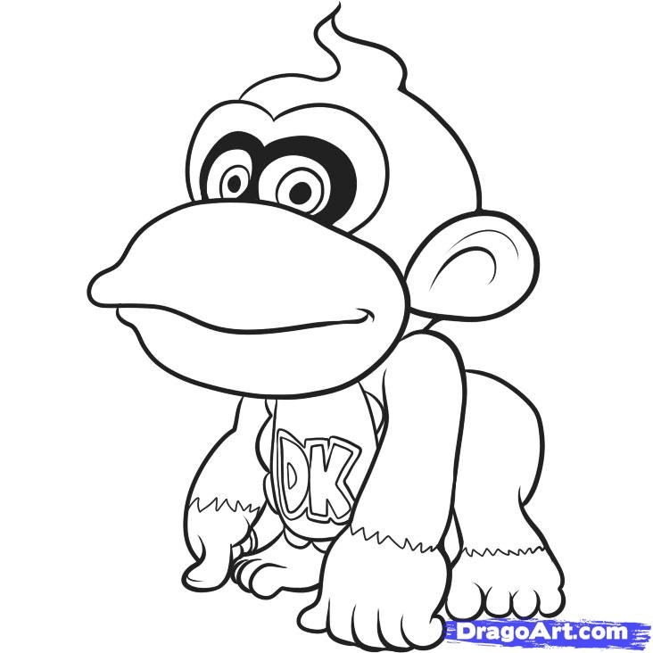 Baby donkey kong coloring page