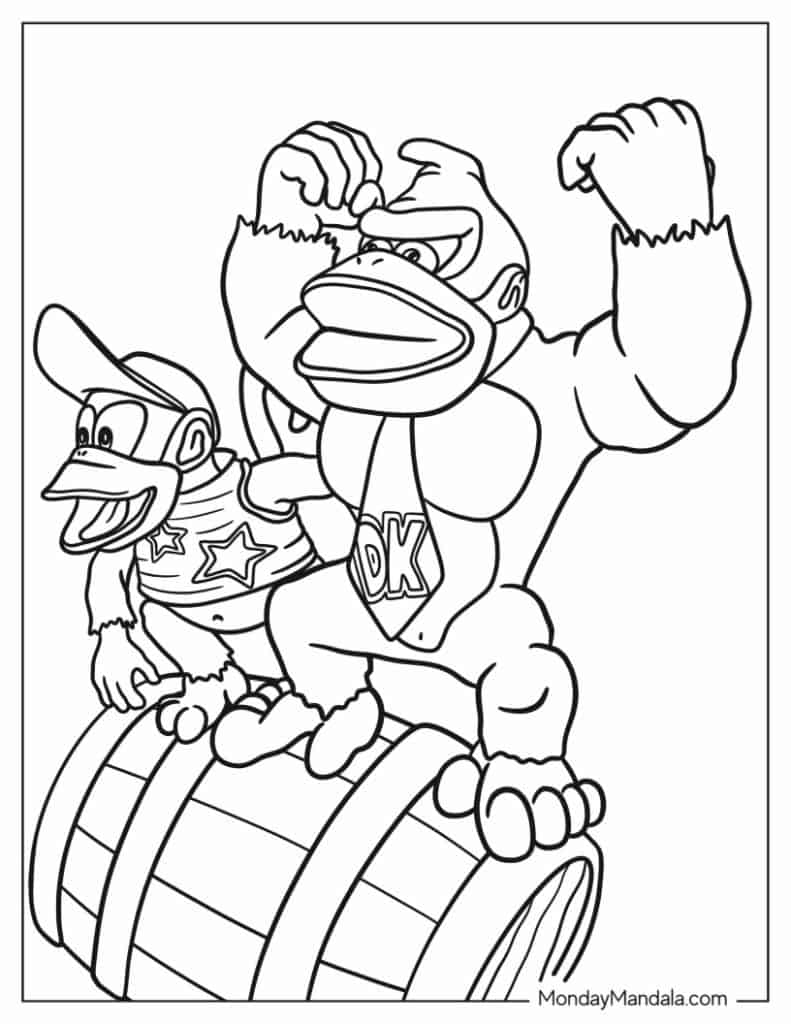 Donkey kong coloring pages free pdf printables
