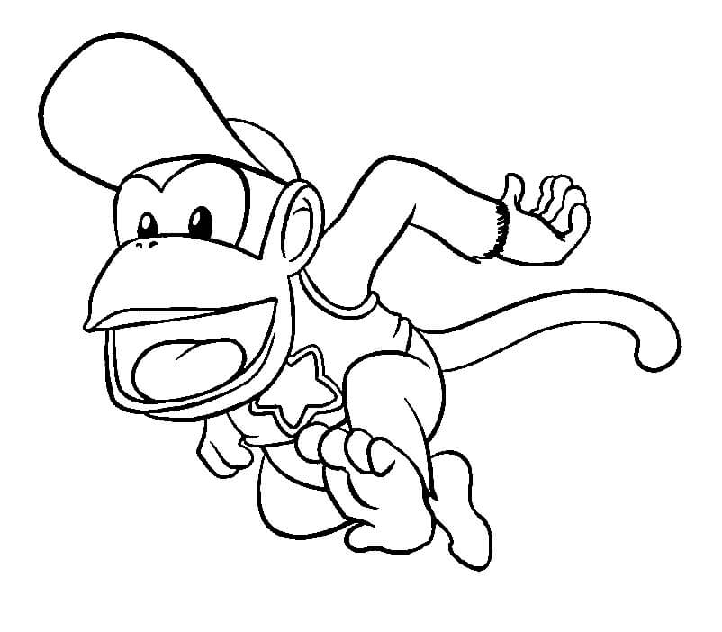 Happy diddy kong coloring page