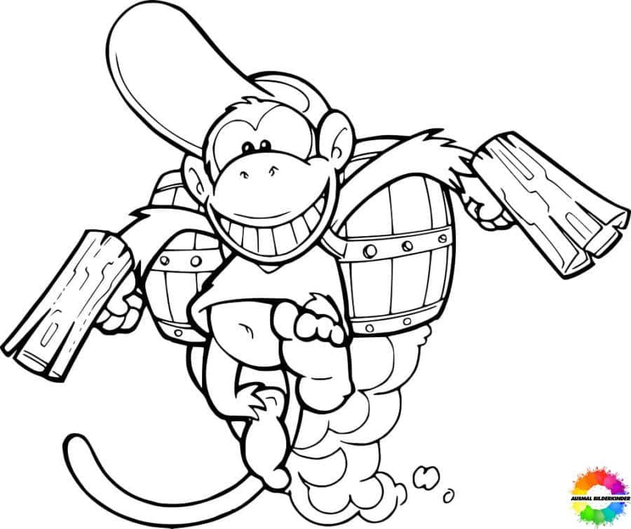 Donkey kong coloring pictures to print and color for free