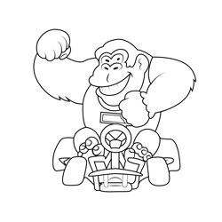 Donkey kong jr mario kart coloring page for kids