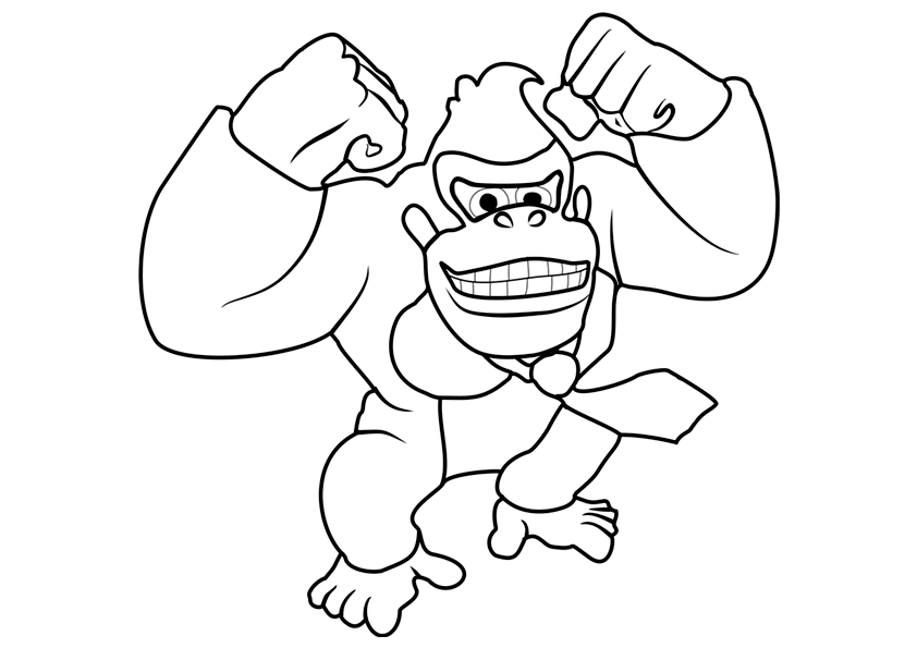 Donkey kong character from super mario bros coloring page