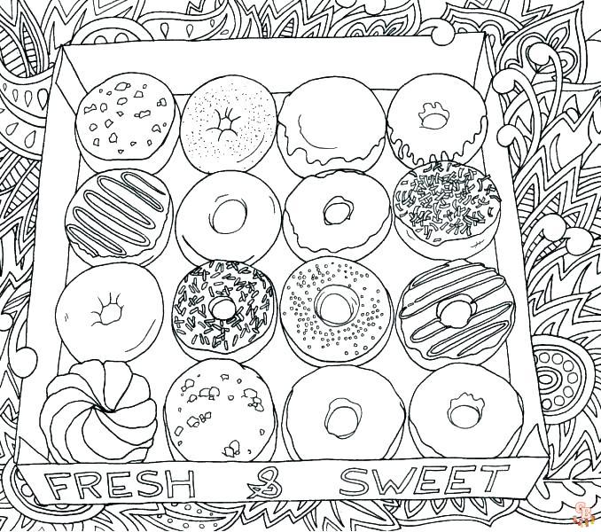 Free printable donut coloring pages for kids
