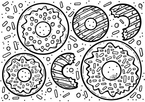 Donuts coloring page free printable coloring pages