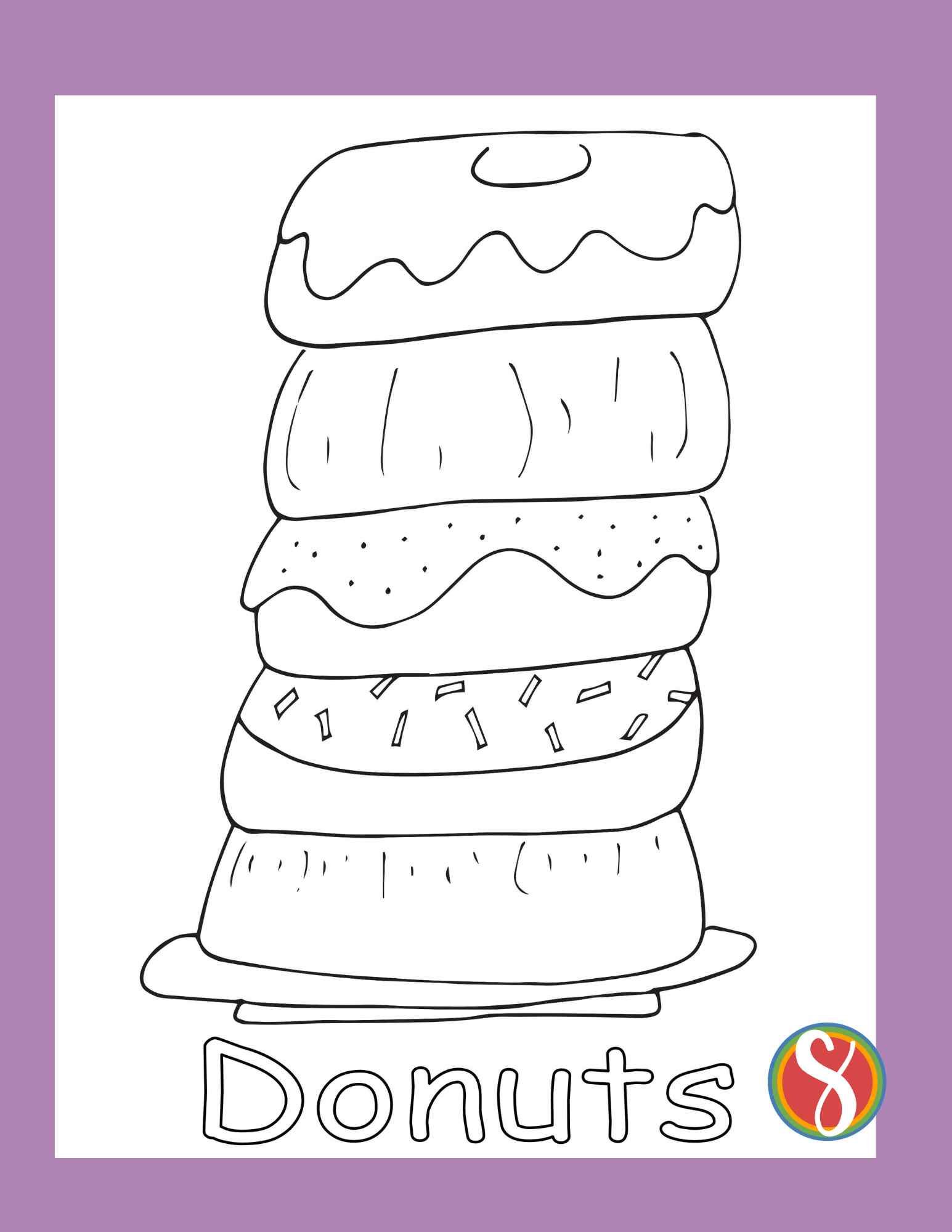 Free donut color pages â stevie doodles