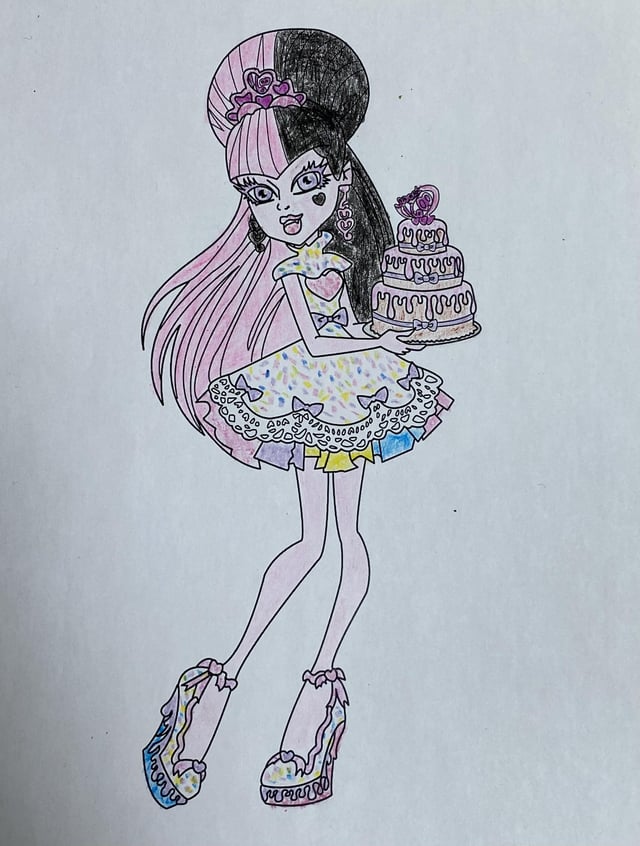 Two draculaura coloring pages with confettisprinkles ð designs pleted with color pencils âï crayola crayons ð and cent crayons ð rmonsterhigh