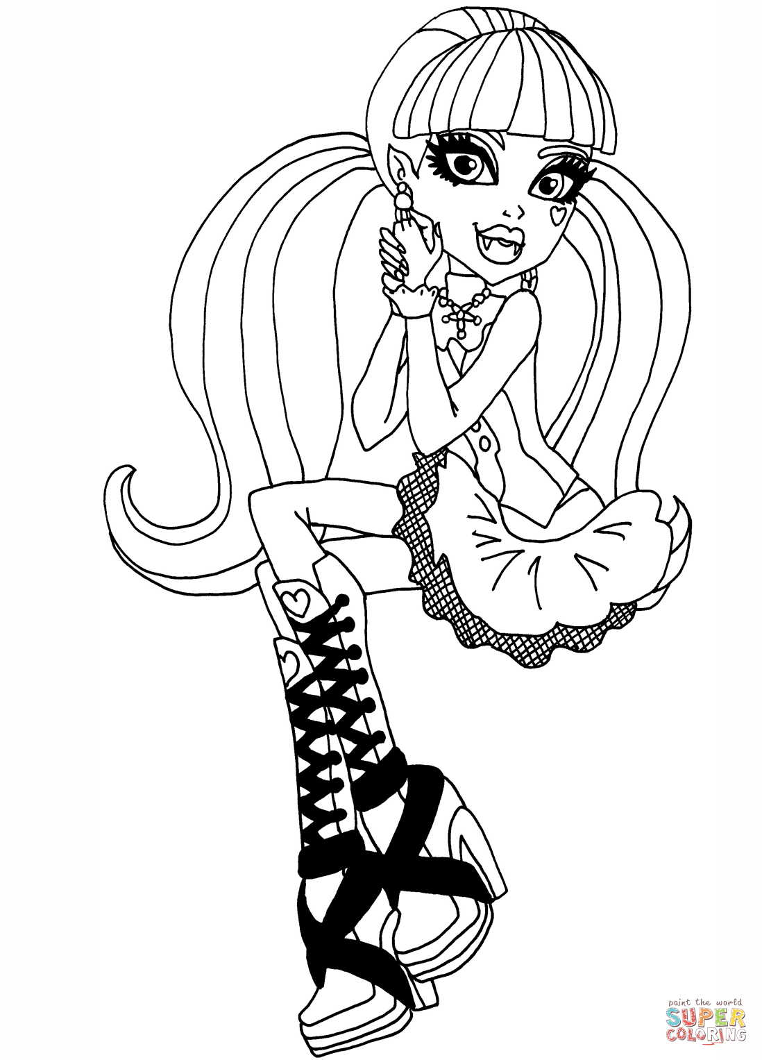 Monster high draculaura coloring page free printable coloring pages