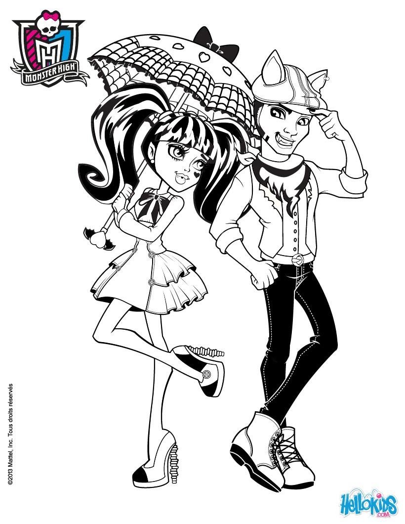 Draculaura and deuce grogon coloring pages