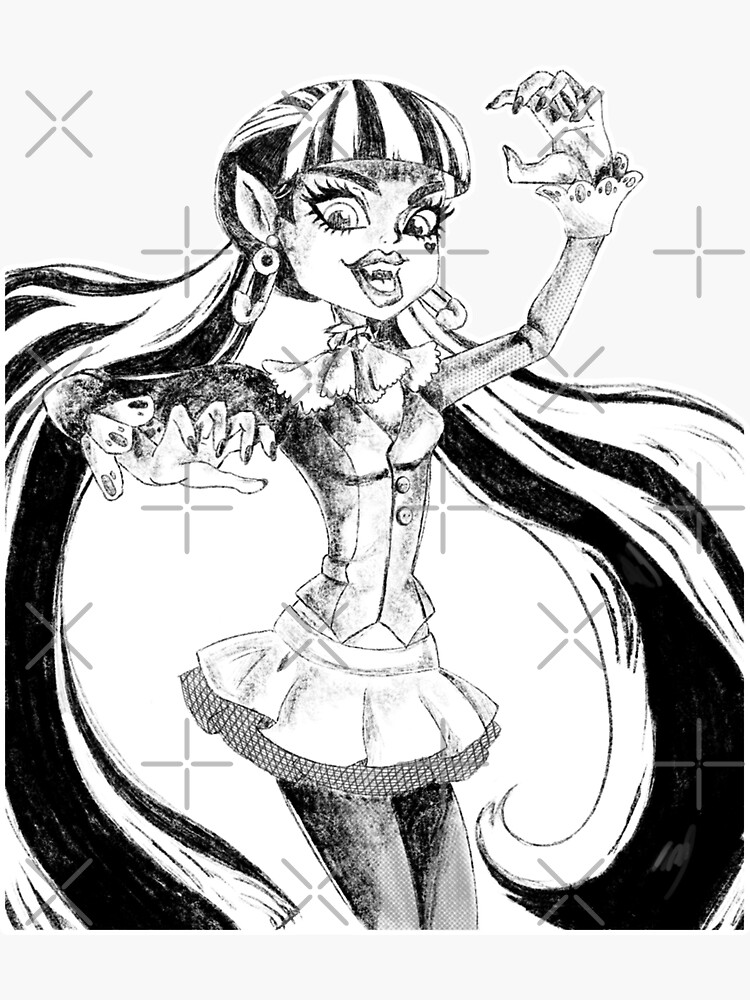 Draculaura sketch sticker for sale by freyad