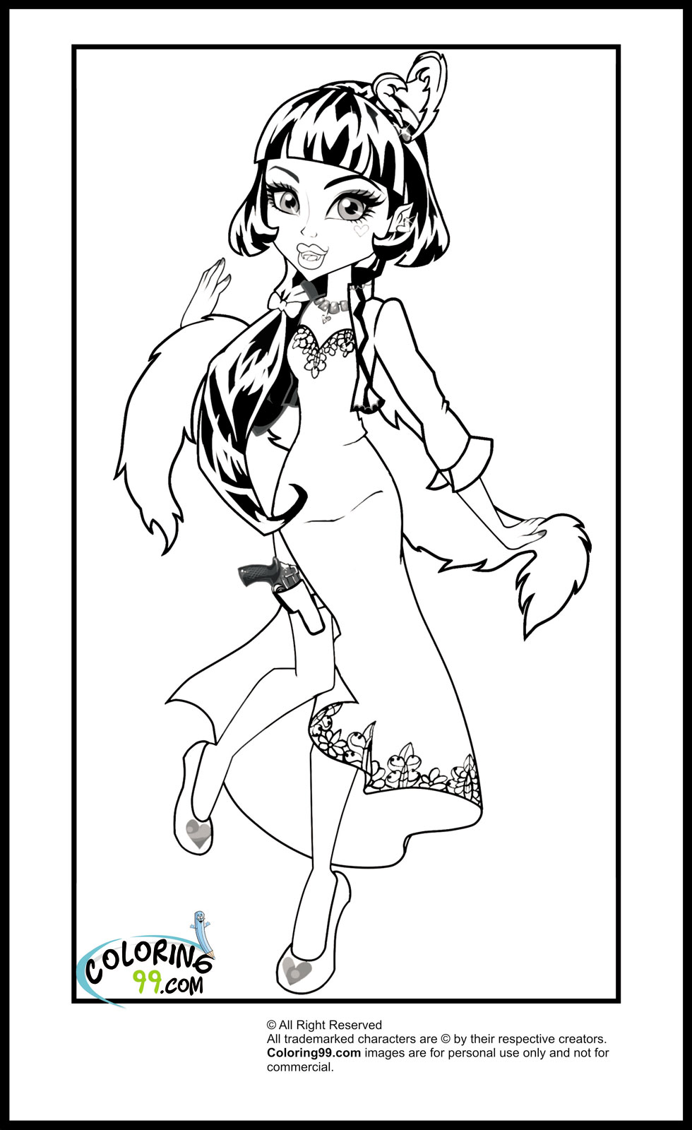 Monster high draculaura coloring pages team colors