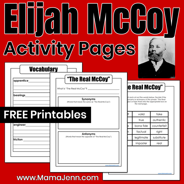 Elijah mccoy the real mccoy free printable activity pages