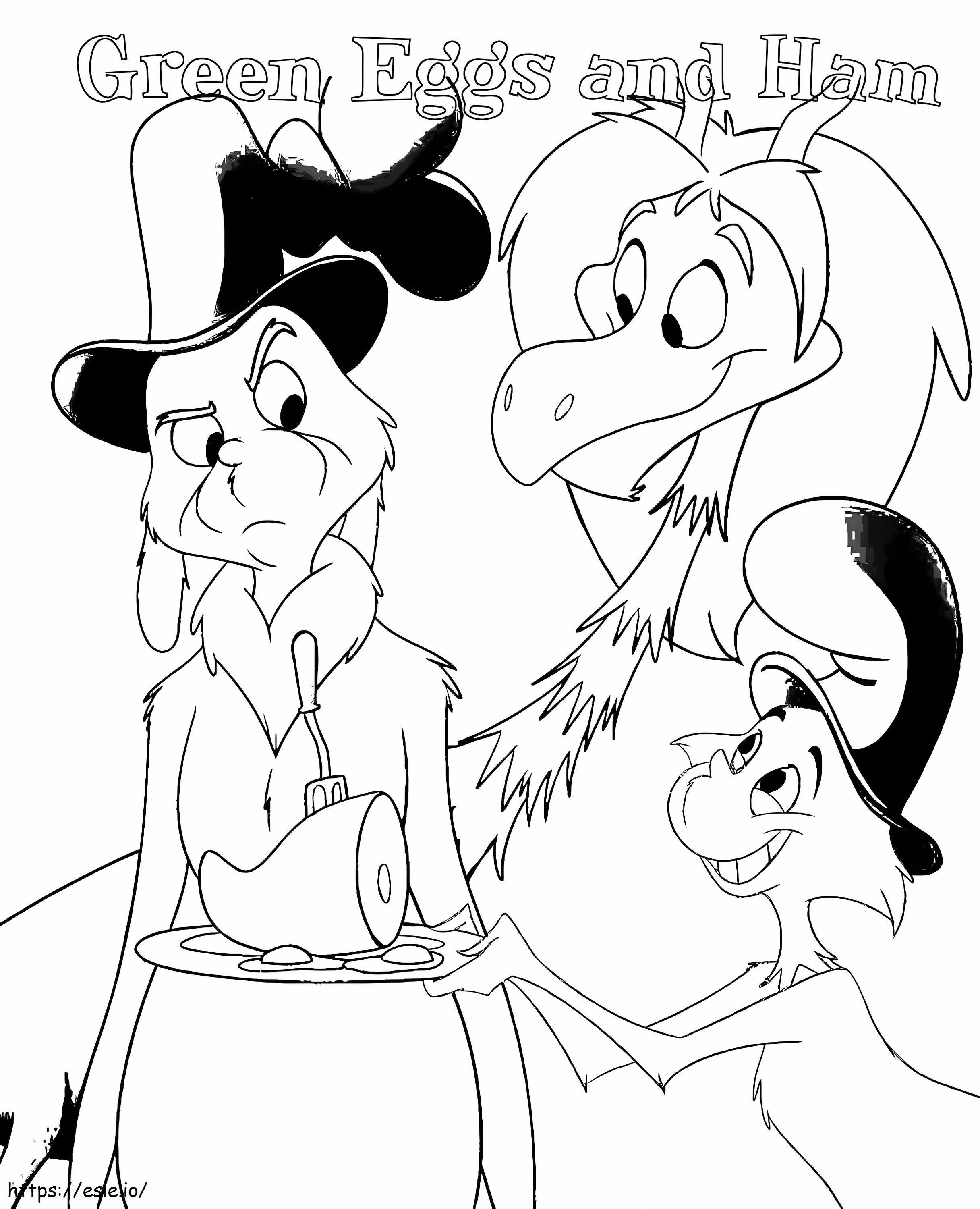Green eggs and ham coloring page