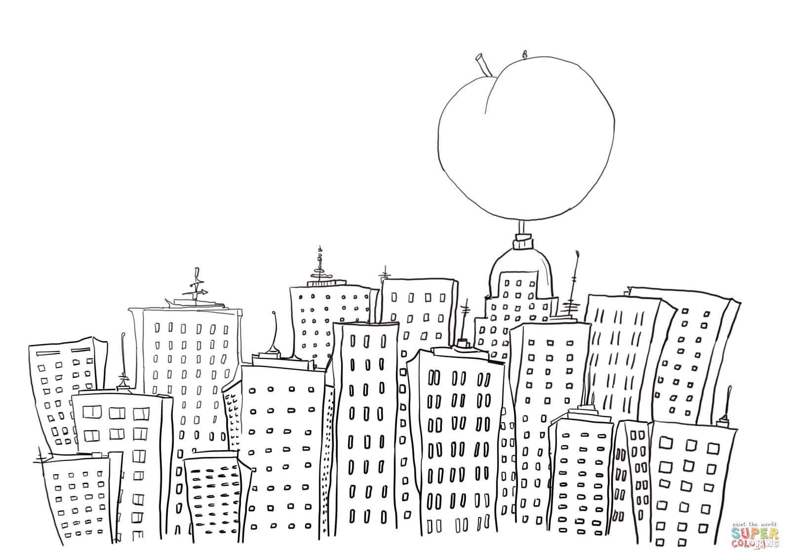 James and the giant peach in new york coloring page free printable coloring pages