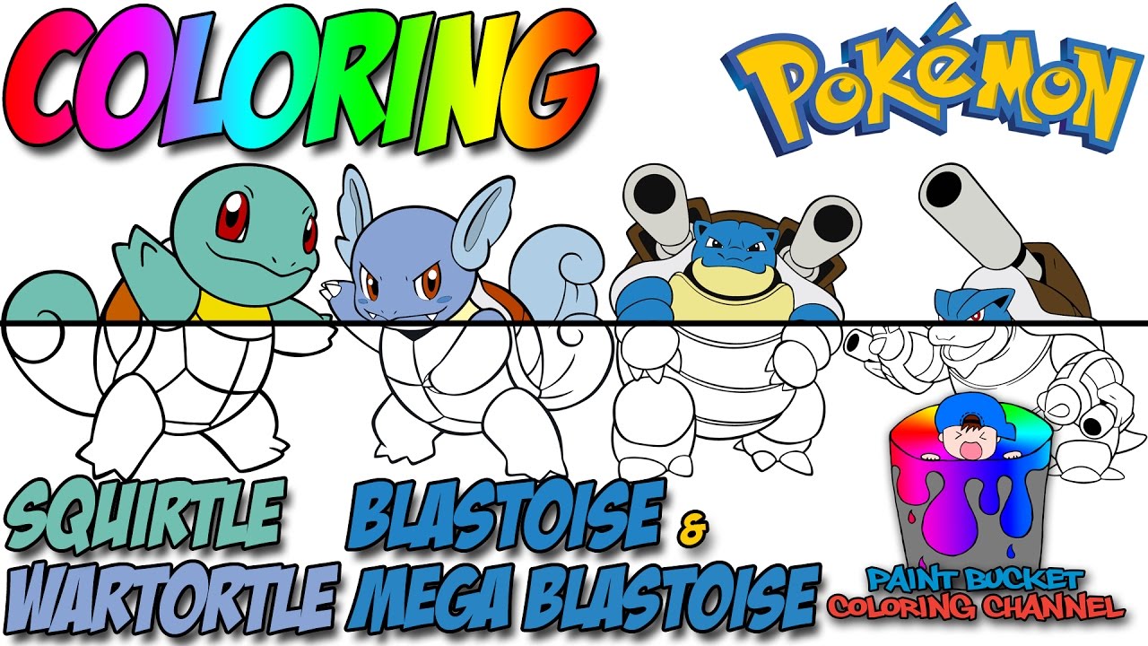 How to color squirtle wartortle blastoise and mega blastoise