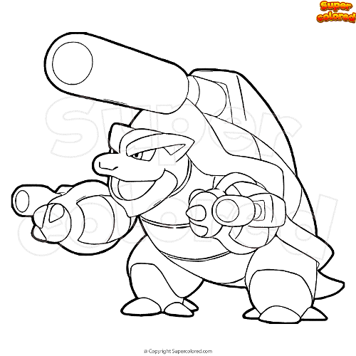 Coloring page pokemon mega blastoise