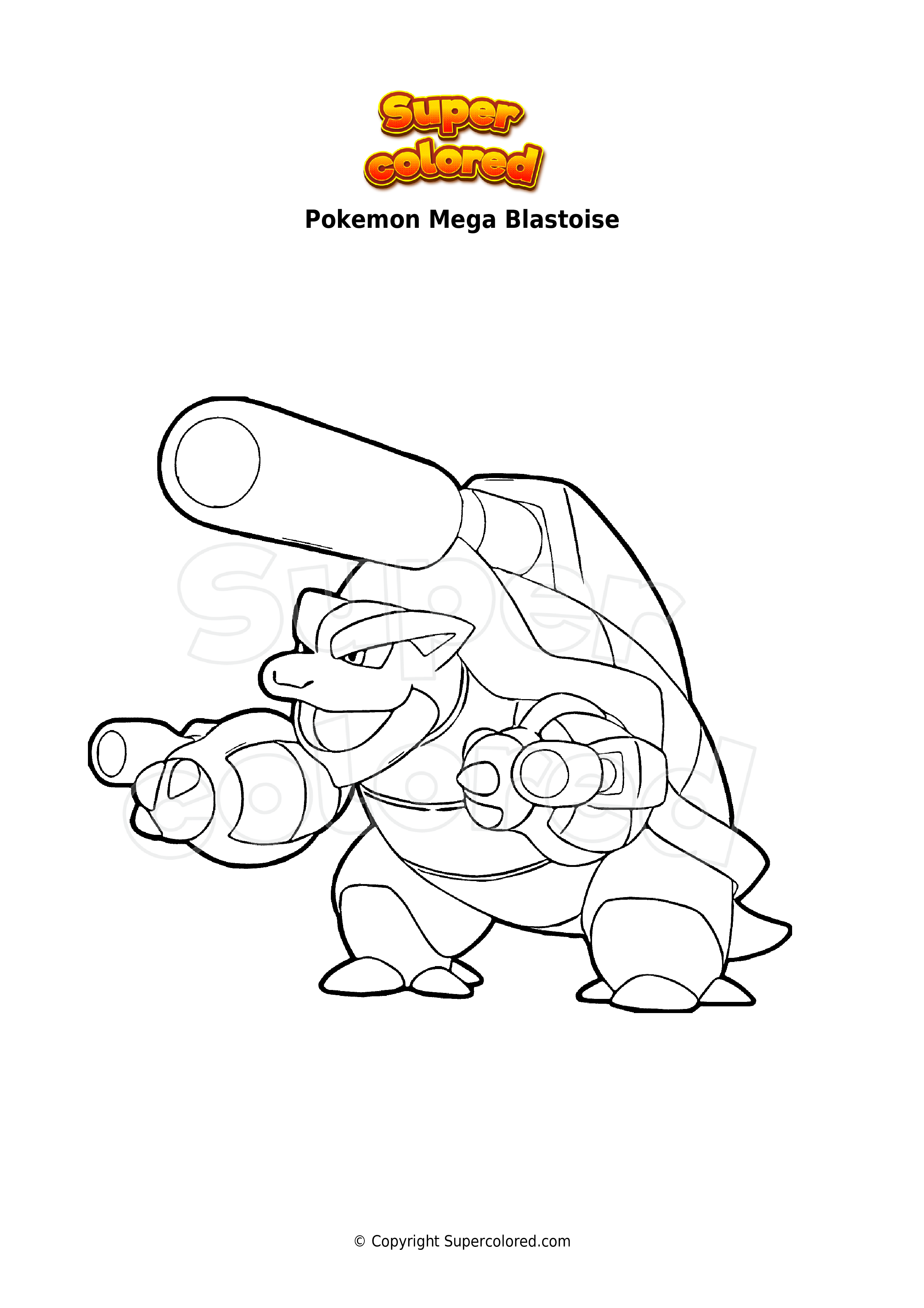 Coloring page pokemon mega blastoise