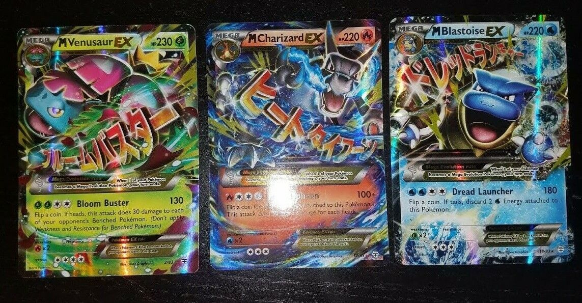 Ultra rare pokemon set mega m blastoise charizard venusaur ex generation holo lp
