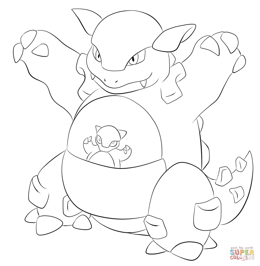 Kangaskhan coloring page free printable coloring pages