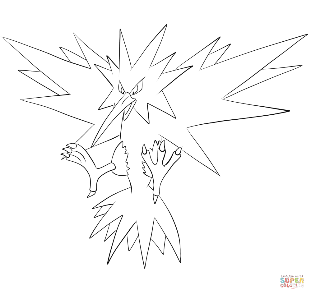 Zapdos coloring page free printable coloring pages