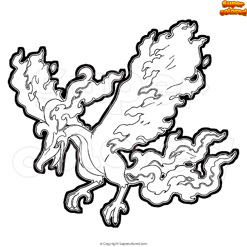 Coloring page pokemon moltres galar