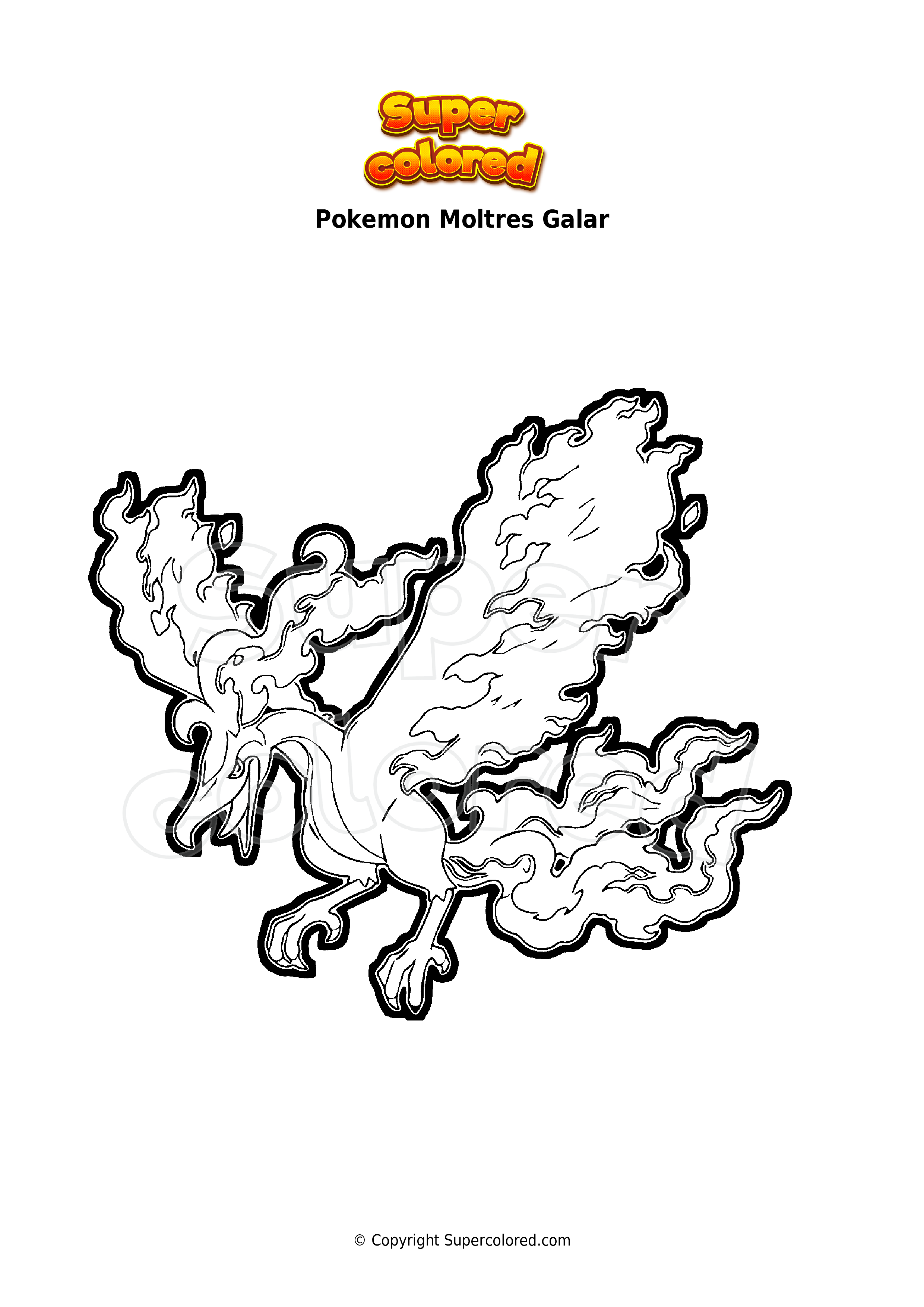 Coloring page pokemon moltres galar
