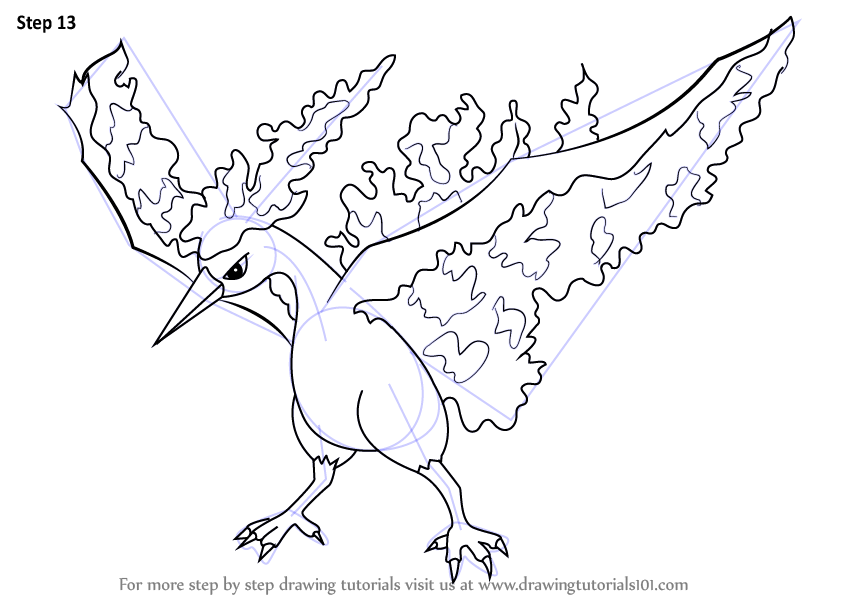 How to draw moltres from pokemon pokemon step by step
