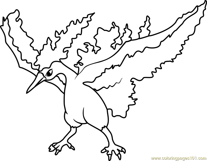Moltres pokemon coloring page for kids